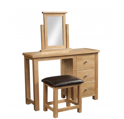 Dorset Oak Single Pedestal Dressing Table with Stool